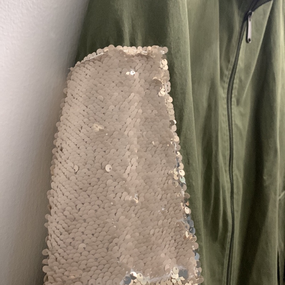 Sam Edelman Green Sequin Elbow Patch Jacket With … - image 4